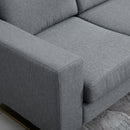 Divano 3 Posti con Cuscini in Tessuto di Lino Grigio scuro 200x82x78 cm 