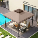 Telo di Ricambio Copertura per Gazebo 3x3 m a 2 Livelli con 8 Fori di Drenaggio in Poliestere Cachi e Marrone      