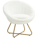 Poltrona Moderna da Camera in Finta Pelliccia con Gambe in Metallo 75x66x79 cm Bianco 