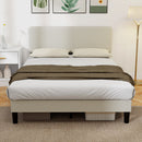 Struttura Letto 140x200 cm con Testiera Imbottita Regolabile in Altezza e Doghe in Velluto a Coste Grigio      