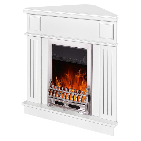 Camino Elettrico da Pavimento ad Angolo 100x100x50 cm Effetto Fiamma 2000W Marina & Galileo Silver Bianco acquista