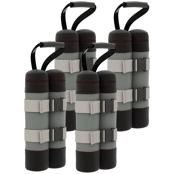 Set 4 Pesi per Gazebo 20x10x43 cm Riempibili con Sabbia fino a 12 kg in Tessuto Oxford 168D Nero e Grigio online