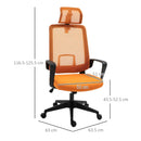 Sedia Poltrona Direzionale da Ufficio 63,5x63x116,5-125,5 cm in Tessuto Arancione