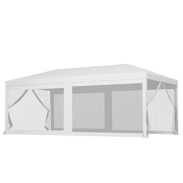 acquista Gazebo da Giardino per Feste con 6 Pareti Rimovibili a Zanzariera 582x295x255cm Bianco