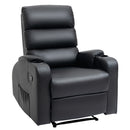 Poltrona Relax Reclinabile Manualmente a 165° con Poggiapiedi Portabicchieri e Tasca in Finta Pelle Nero      