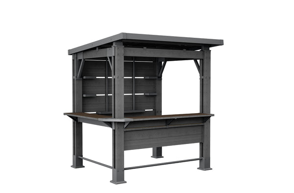 Gazebo Struttura Bar Keter Signature Bar 230x200x238 cm in Resina Effetto Legno Grigio Grafite e Noce prezzo