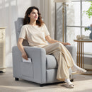 Poltrona Reclinabile 135° Max 73x86x100 cm in Tessuto Effetto Lino Schiuma Acciaio e Legno Grigio Chiaro      