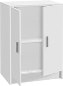 Armadio Basso Multiuso 59x37x80 cm 2 Ante in Legno Bianco 
