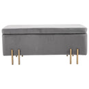Panca Pouf Contenitore in Tessuto Imbottito 100x40x42 cm  Grigio Chiaro
