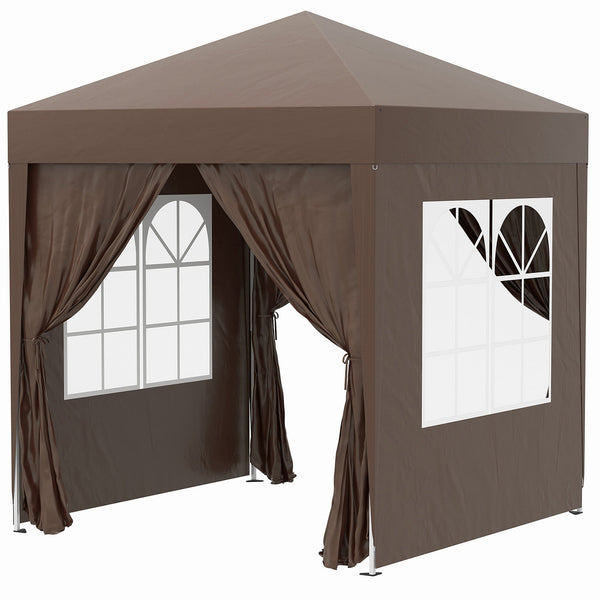 Gazebo Pieghevole 2x2m in Metallo e Poliestere Marrone online