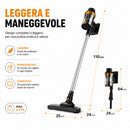 Scopa Elettrica 600W Senza Fili Aspirapolvere 3 in 1 Contenitore Polvere 1000 ml Nero e Oro      