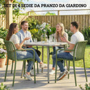 Set 4 Sedie da Esterno Impilabili 55x58,5x81,5 cm Sedie da Pranzo con Schienale Curvo Seduta a Doghe e Braccioli in PP Verde      