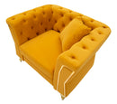 Poltrona Emy Senape con Cuscino 104x83x76 cm in Legno e Poliestere      