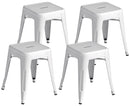 Set 4 Sgabelli Bassi Impilabili 39x39x46 cm in Lamiera Galvanizzata Avorio
