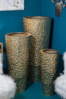 Porta Vasi Glasy Tris Ø50,8x114,9 cm - Ø40x92,7 cm - Ø29,8x70,5 cm in Ferro Oro      
