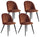 Set 4 Sedie Imbottite 49x52x79 cm in Velluto Bronzo e Nero