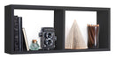 Mensola Rettangolare 2 Scomparti da Parete 70x30x15,5 cm in Fibra di Legno Morgana Nero