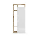Armadio Guardaroba Ingresso con Ripiani a giorno e Specchio 90,5x30x210 cm Hamburg Bianco Lucido e Pero