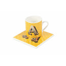 Tazzina da Caffè con Piattino Quadrato A Ø5,3x5,5 cm in New Bone China VdE Tivoli 1996 Monogram
