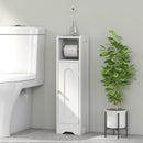 Mobile Porta Carta Igienica 21x20x79 cm con Armadietto con Ripiano Interno Regolabile in Legno Bianco      