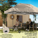 Gazebo Pop Up Pieghevole 430x290x315 cm con Pareti Laterali e Finestre in Metallo e Tessuto Oxford Marrone Sabbia      