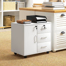 Cassettiera da Ufficio Schedario  con 3 Cassetti e Armadietto 60x40x56 cm in Legno Bianco
