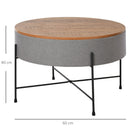 Tavolino Rotonto da Caffè Ø60x40 cm con Vano Contenitore 