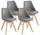 Set 4 Sedie 52x48,5x82 cm in Similpelle e Legno di Faggio Tommy Grigie