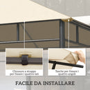 Tetto di Ricambio per Gazebo 3x3 m con Prese d'Aria e Fori di Drenaggio in Poliestere Crema      