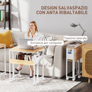 Scrivania Pieghevole 63x50x75 cm su Ruote con Ripiano e Borsa Portaoggetti in MDF e Acciaio Legno Naturale      