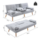 Divano Letto 3 Posti 181x77x72 cm in Tessuto  Grigio