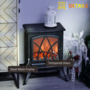 Camino Elettrico da Terra Effetto Fiamma in Stile Retrò Termostato 1000-2000W Nero 