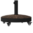 Base per Ombrellone Rotonda Ø52x41 cm 4 Ruote con Freni in Acciaio e Resina Bronzo e Nero   