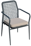 Sedia da Giardino in Alluminio e Corda con Cuscino Vorghini Pisa Grigio Scuro