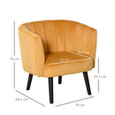 Poltrona Imbottita 79x66,5x79 cm in Tessuto Vellutato Giallo