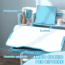 Banco Scuola per Bambini con Piano Inclinabile con Sedia Altezza Regolabile Blu 