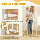 Cancelletto di Sicurezza per Cani 74,5-111,5x74,5 cm Chiusura Automatica e Apertura con Una Mano in Metallo PP e ABS Bianco      
