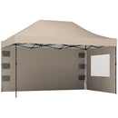 Gazebo Pop Up Pieghevole 430x290x315 cm con Pareti Laterali e Finestre in Metallo e Tessuto Oxford Marrone Sabbia      