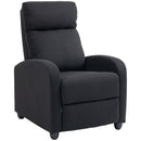 Poltrona Reclinabile con Poggiapiedi 69.2x88.3x101 cm in Tessuto Effetto Lino Nero 
