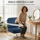 Poltrona da Salotto Girevole con Seduta Larga e Gambe in Metallo Rivestita in Ciniglia Blu Scuro      