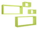 Set 3 Mensole Cubo da Parete Quadrato e Rettangolare in Fibra di Legno Merlino Verde