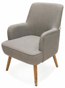 Poltrona Imbottita in Tessuto con Gambe in Legno Soriani Grigio Chiaro