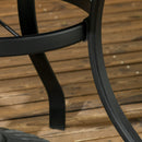 Tavolo da Giardino Rotondo per 4 Persone Ø115x72cm con Foro per Ombrellone e Doghe in Metallo Nero