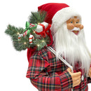 Babbo Natale Pigiama Rosso Scozzese H60 cm con Mini Lucciole e Suoni
