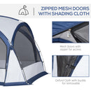 Tenda da Campeggio 6-8 Persone 350x350x230 cm 4 Porte a Cerniera Bianca e Blu