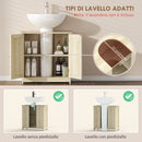 Mobile Sottolavabo 60x30x60 cm a 2 Ante con Ripiano Regolabile e Intaglio a U Rovere      