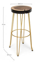 Sgabello Bar Rakel Oro in Legno