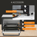 Fornetto Elettrico 1400W 16 Litri con Griglia e Teglia Argento e Nero