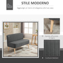 Divano 2 Posti 117x56,5x77 cm in Tessuto Grigio Chiaro