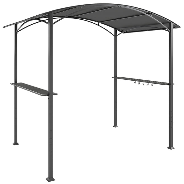 sconto Gazebo per Barbecue 245x152x218 cm con 2 Mensole Laterali e Ganci in Acciaio e Poliestere Grigio Scuro